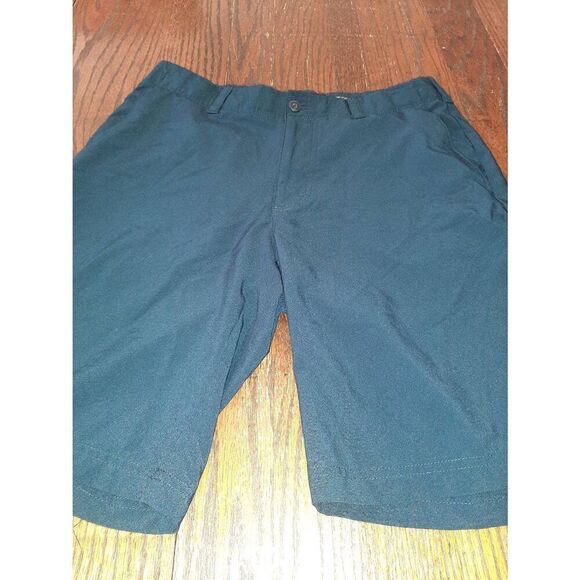 Mens 30" Ben Hogan Navy Blue Flat Front Chino Shorts with Pockets - Picture 2 of 3